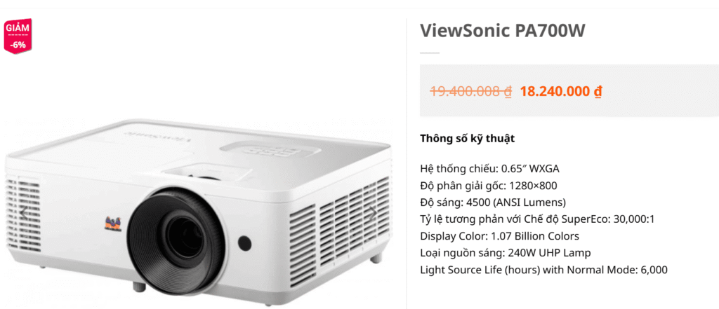 Máy chiếu ViewSonic PA700W